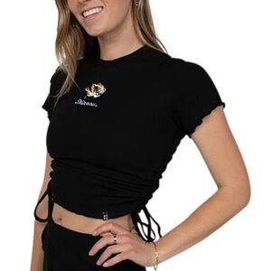 HYPE AND VICE MISSOURI TIGERS WOMENS RIVINGTON RIBBED BLACK SINCH CROP
TOP